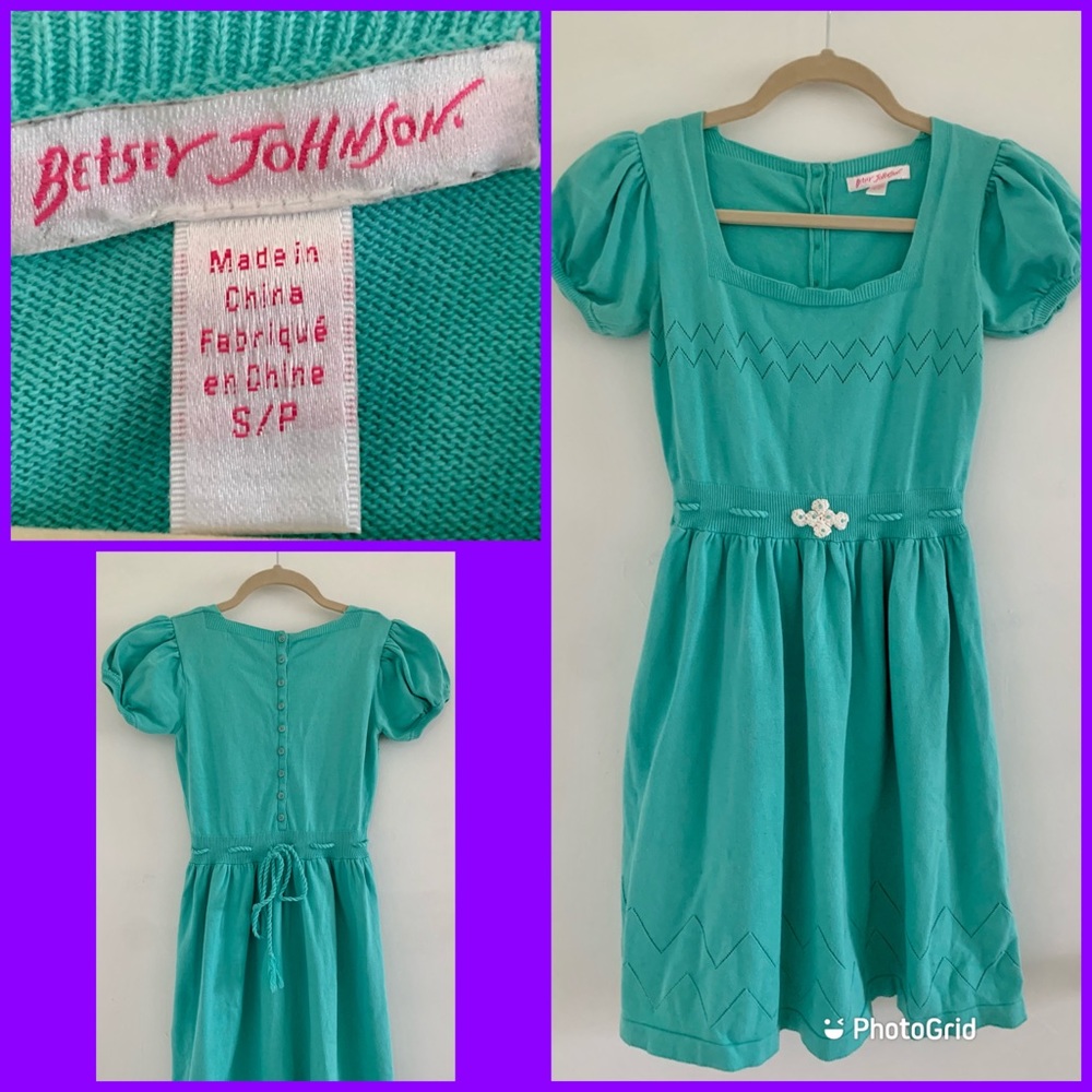 Betsey Johnson Puff Sleeve Knit Babydoll Dress